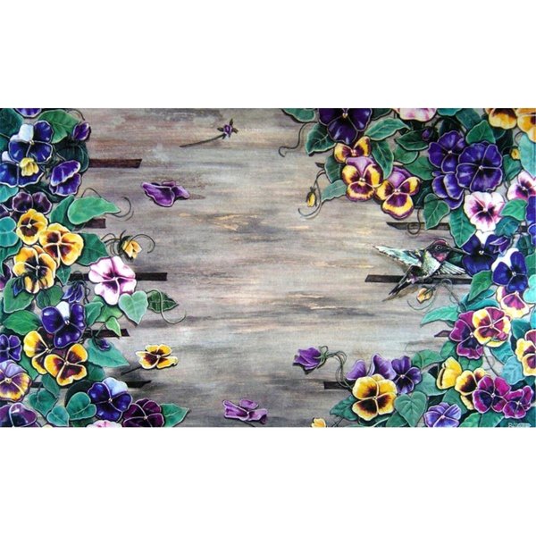 H2H Weatherwood Pansy 18 x 30 in. Doormat Rug - Blue, Gold & Yellow, Yellow H21704862